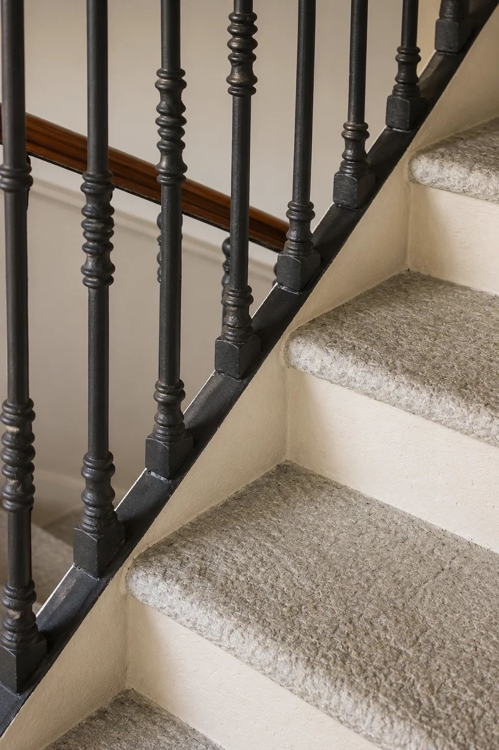 Cast-iron balusters and Luserna stone steps